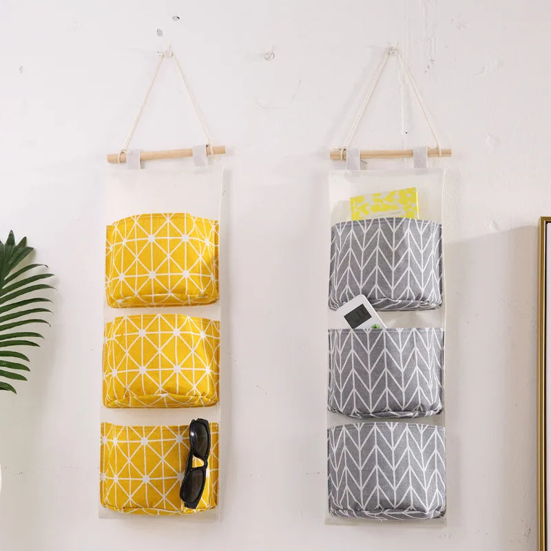 Storage bag suspended in cotton and linen three layers - view 2