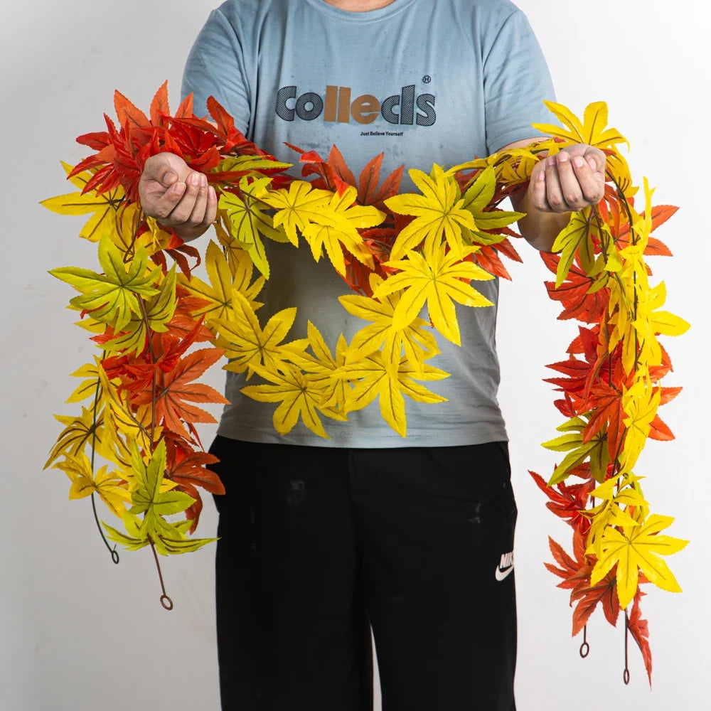 Artificial maple mural plants in autumn for festive decorations