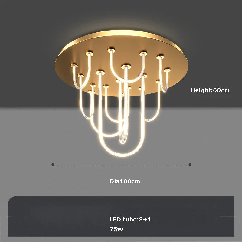 New trend 2022 post-modern led chandelier with variable intensity - Warm light / 100cm round / Black
