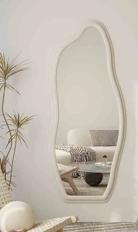 Lightweight Italian decorative mirror with full length wall mounting single frame - White / 70x170cm