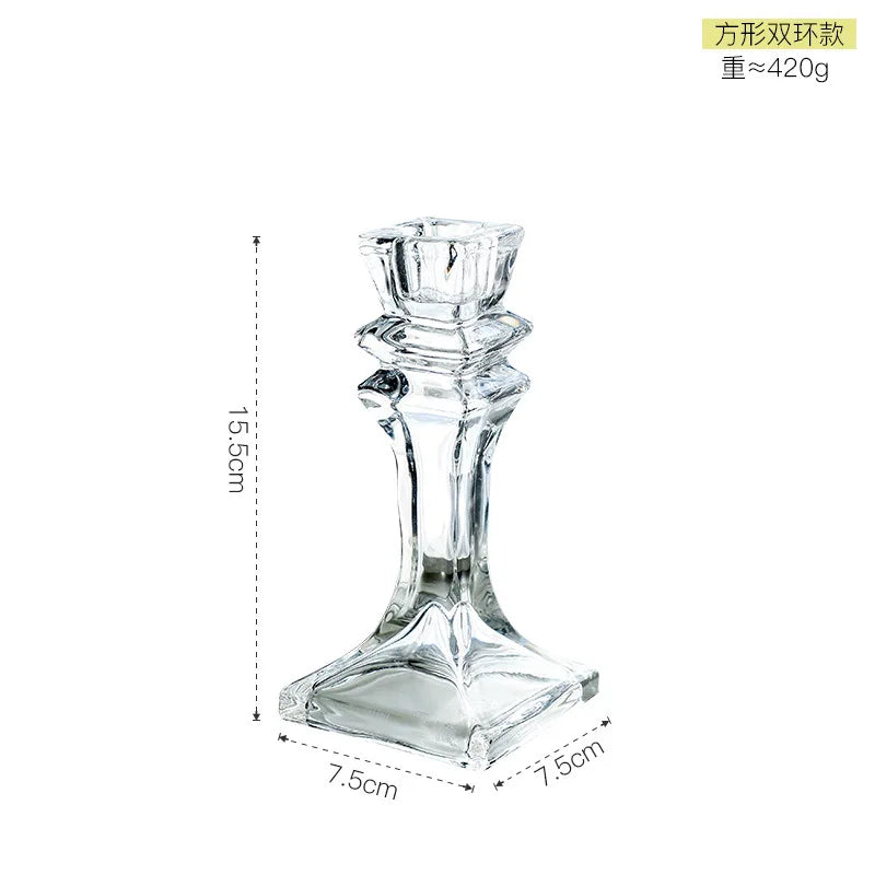 Vintage Clear Crystal Glass Candle Holder, Valentine's Day, Romantic Candlelight Dinner, Shooting Props, Home Wedding decor, Hot - E