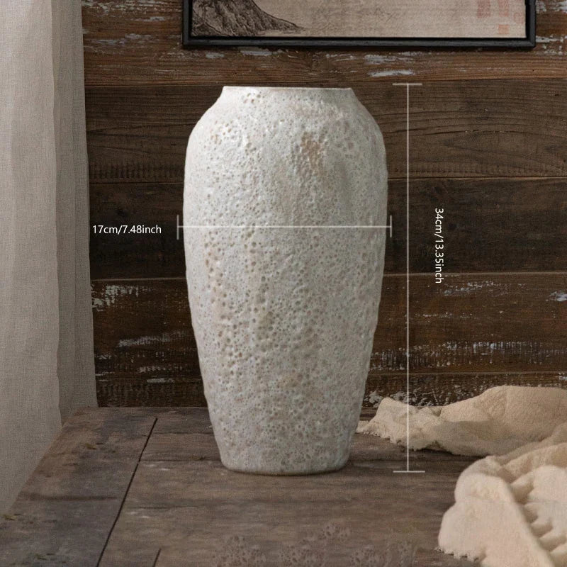 Retro Literary Creative Old Hydroponic Ceramic Vase, High-end Home Decoration, Flower Arrangement, Porch Living Room Decoration - C