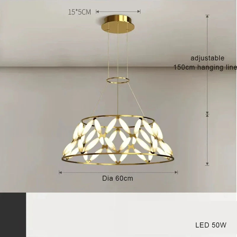 Modern Nordic chandelier creative led lamp for interior decoration - A-D60cm / Gold / White Light