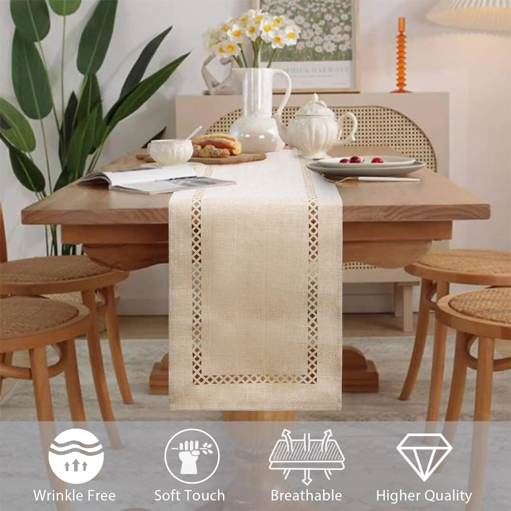 Table runner openwork linen style bohemian meal - view 5