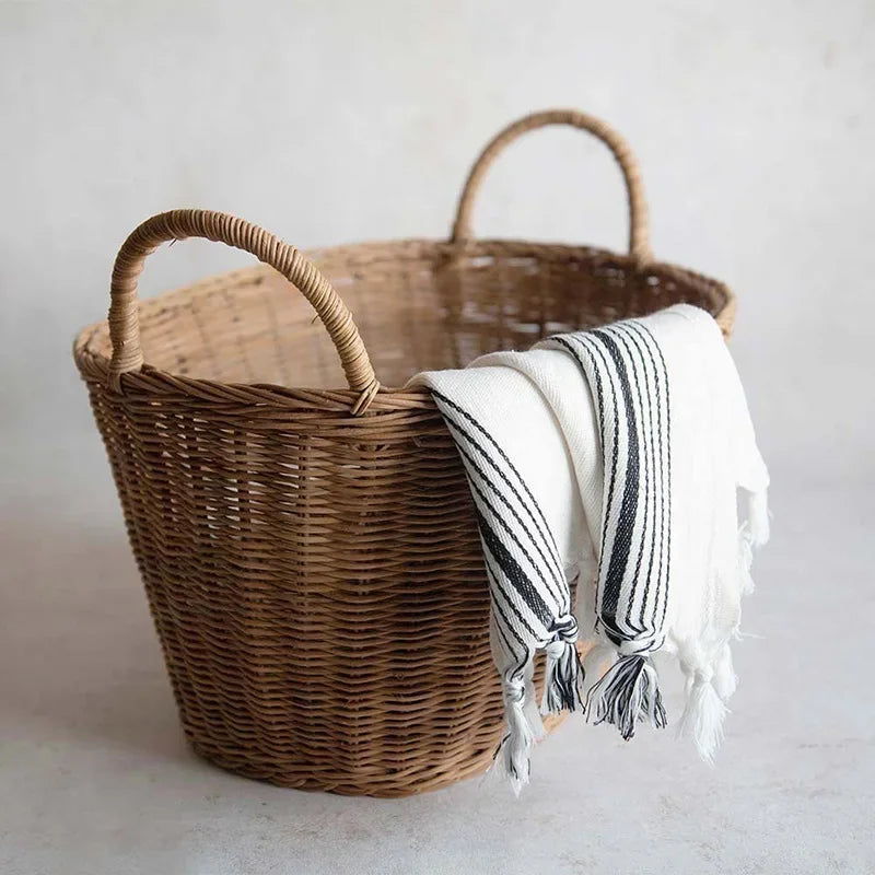 Natural multifunctional rattan cloth basket for storage and organization - view 3