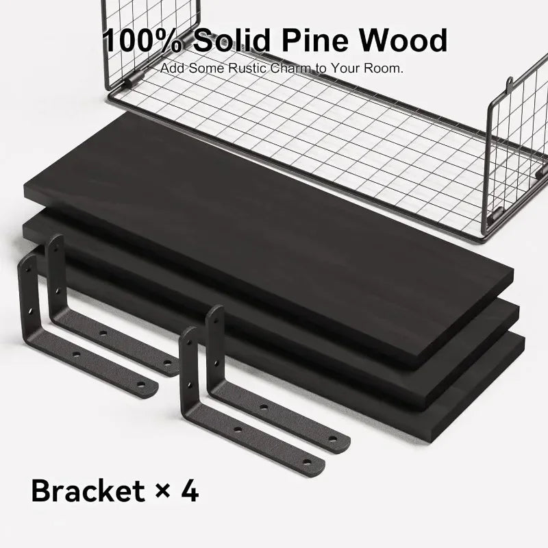 Floating wooden shelves for storage and interior decoration - view 4