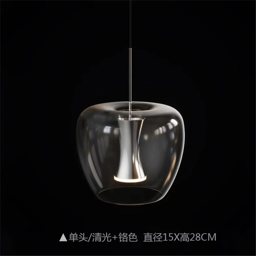 Transparent glass led pendant light in modern design for interior decoration - E