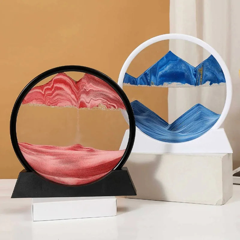 Glass hourglass 3d sand landscape in motion artistic decoration