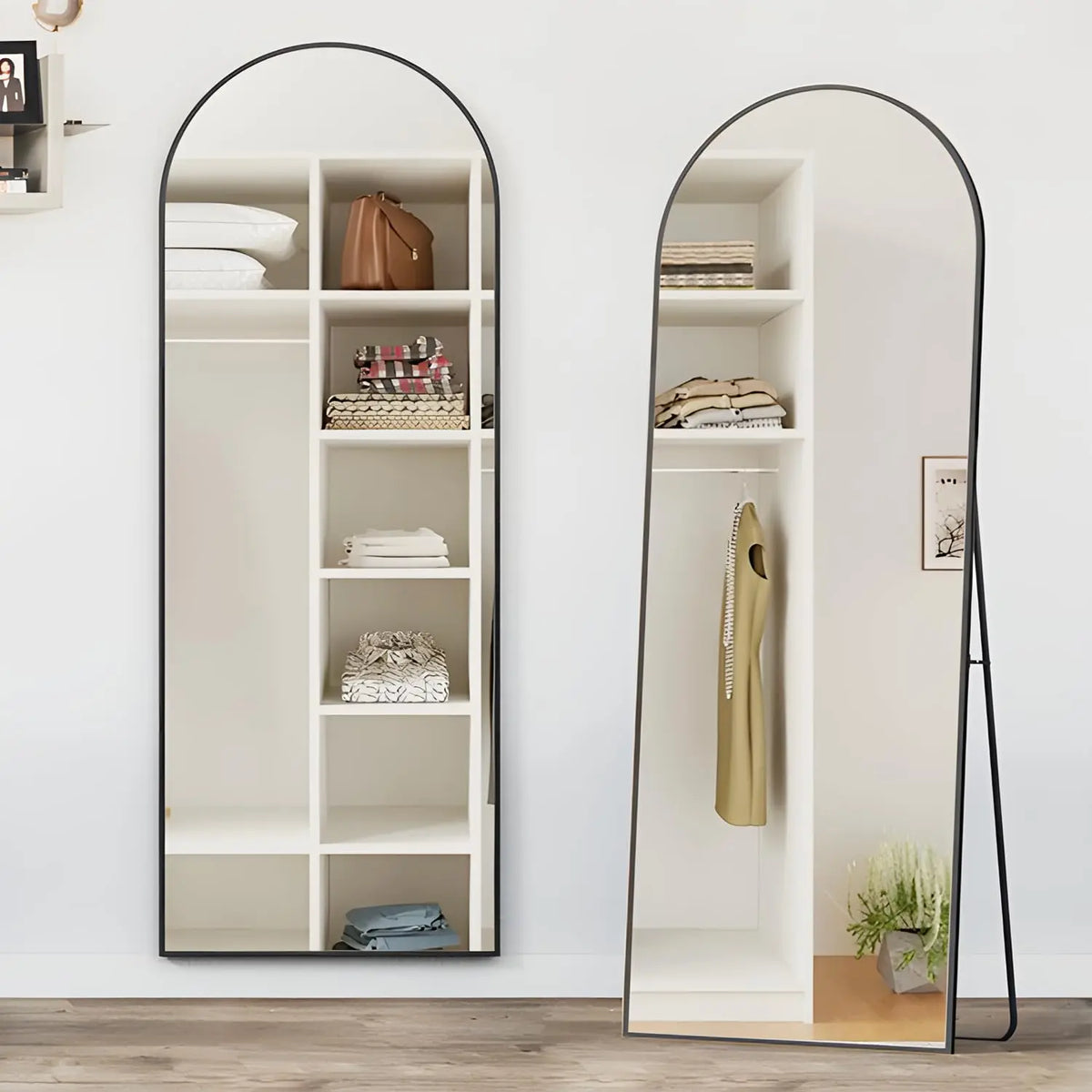 CASSILANDO Arched Full Length Mirror 64" x 21", Floor Standing Mirror, Unique Vertical Mirror, Gold Metal Frame Mirror - view 2