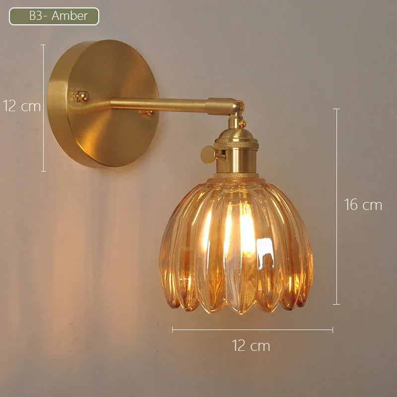 Japanese retro floral glass wall sconce modern and chic design - B3 / Bulb Not Included