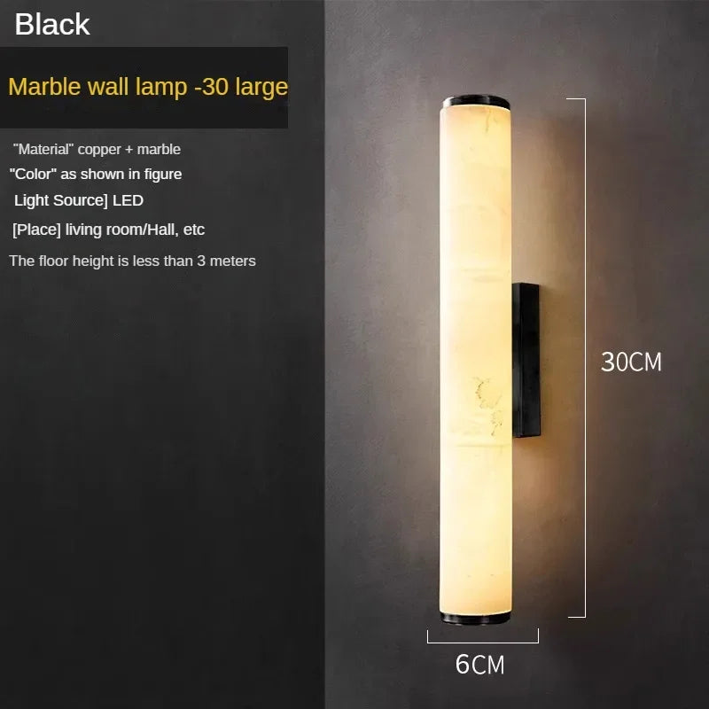 Minimalist wall sconce in marble and modern copper design elegant - Warm White (2700-3500K) / Black-30cm