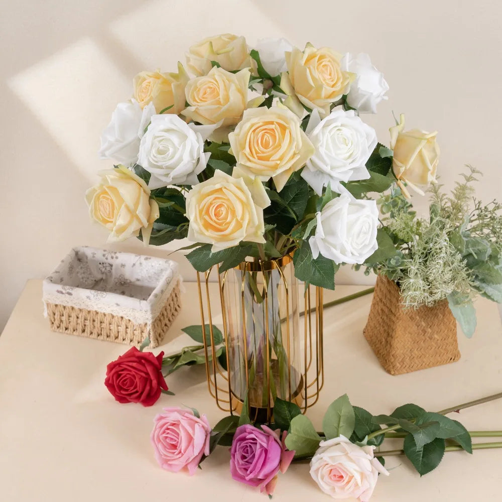 Artificial pink flowers in fabric for floral decoration wedding garden - view 2