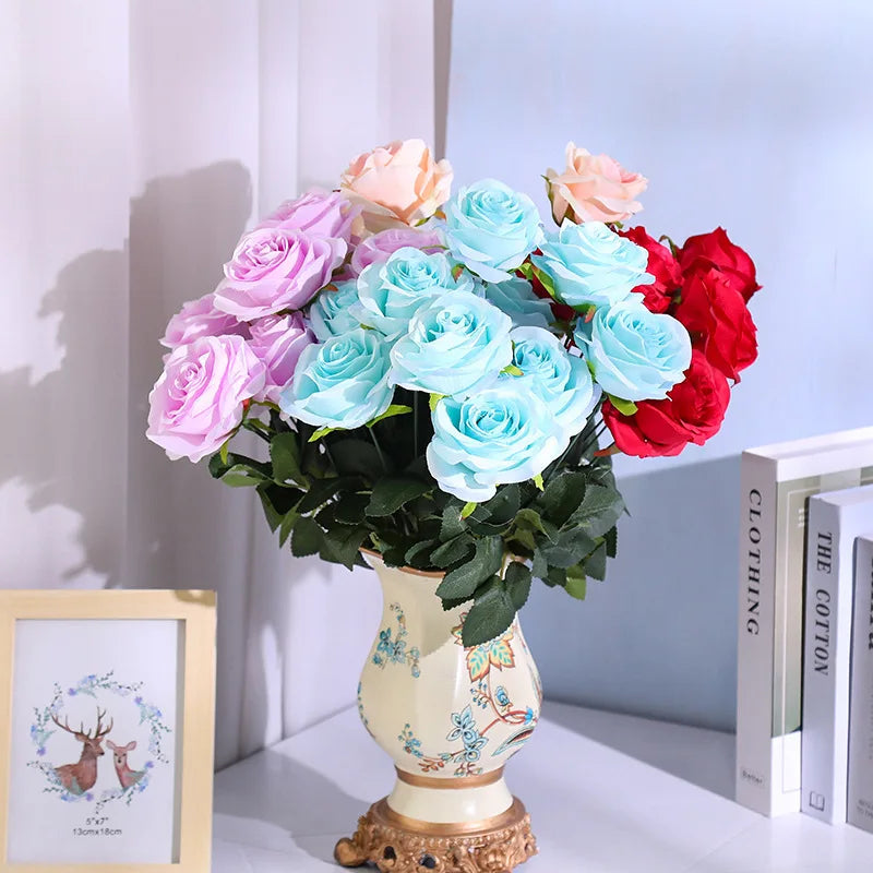 Multicolor Silk and Plastic Rose Bouquet for Weddings - view 2
