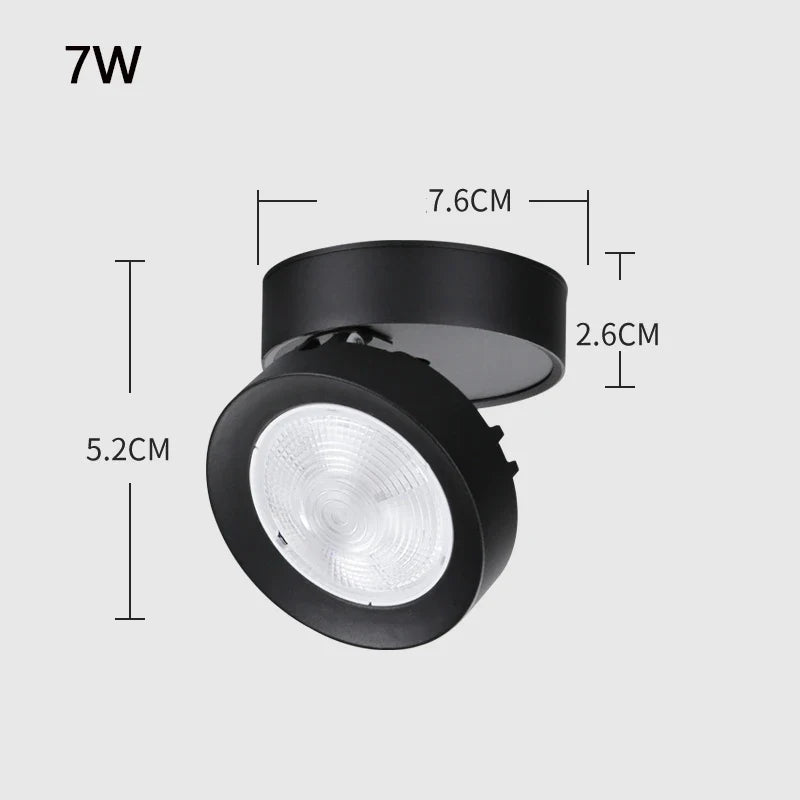 Foldable led spot in aluminium for home or office - Black body 7W / Cold white 6500K / CHINEHOOD AC220V with variable intensity