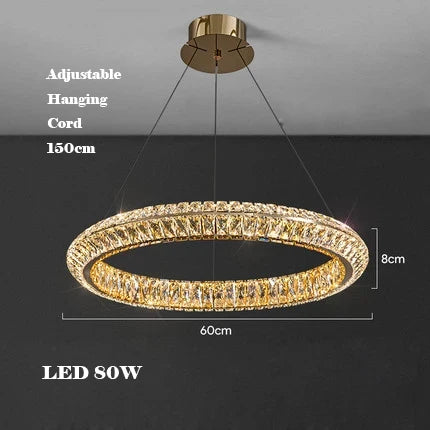 Gold crystal chandelier modern design for elegant interior - Warm Light / Dia60cm A
