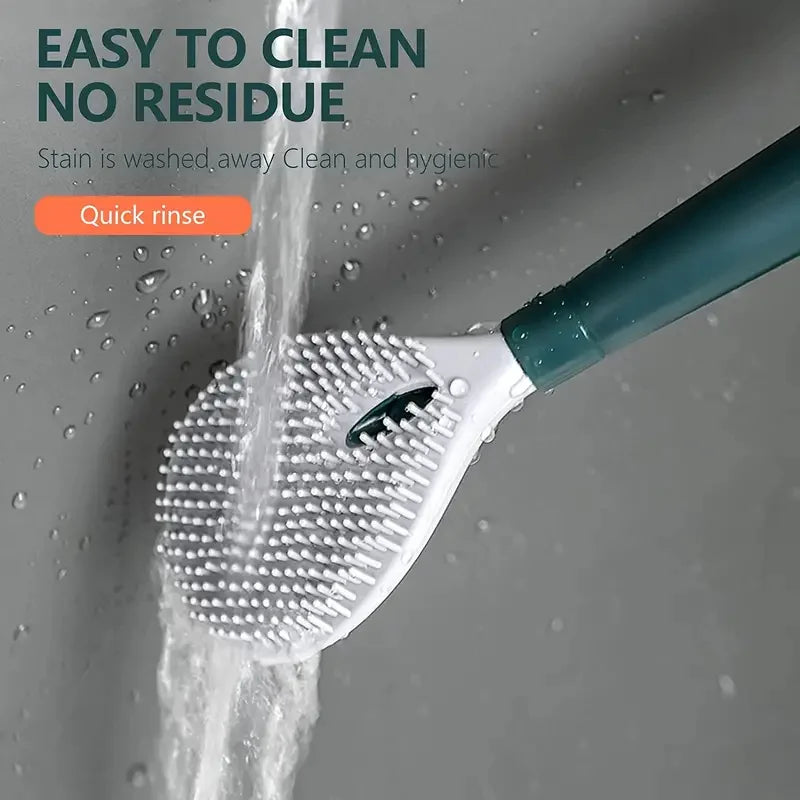 Toilet brush set with wall support and long handle - view 3
