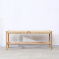 Nordic solid wood bench with braided rope simple design
