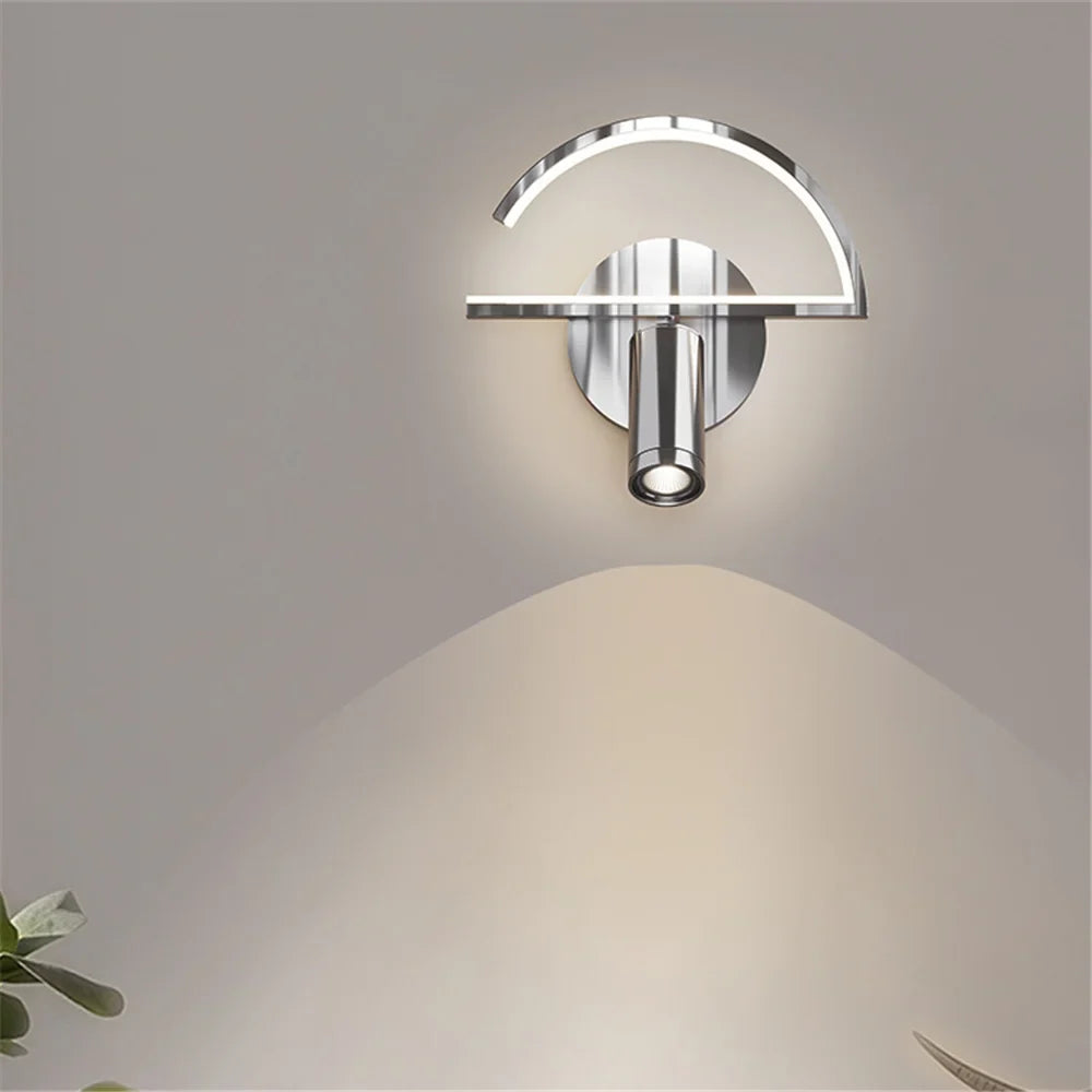 Modern LED wall sconce in chrome for interior design - view 6