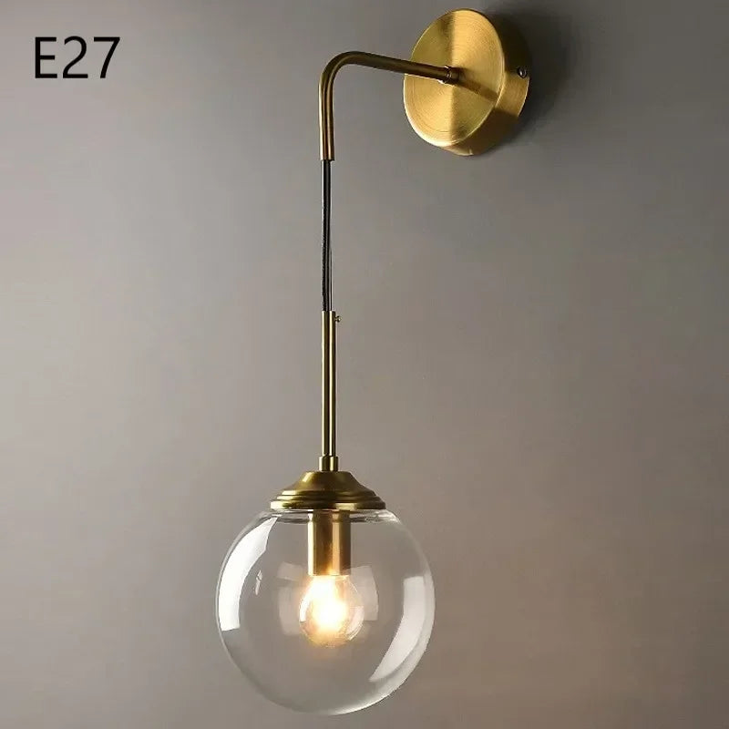 Modern wall sconce in glass and chrome gold for interior decoration - Light B / Glass Ball 15cm / No Bulb