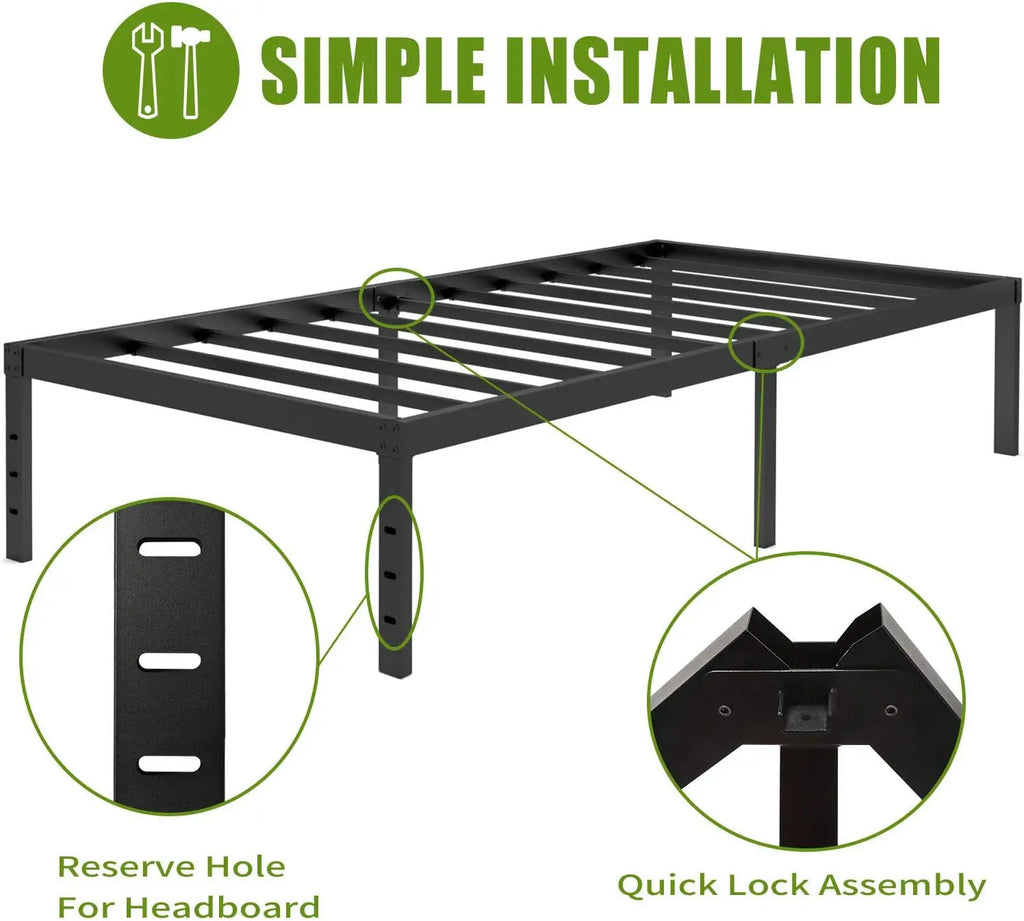 3500lbs Heavy Duty,18 Inch Metal Platform Bed Frame Steel Slat Mattress Foundation/Reinforced Platform/Noise Free/Easy Assembly - view 4