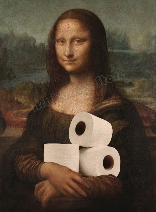 Vintage toilet panel portrait of the mona lisa amusing decor - 30X40cm Unframed / 3