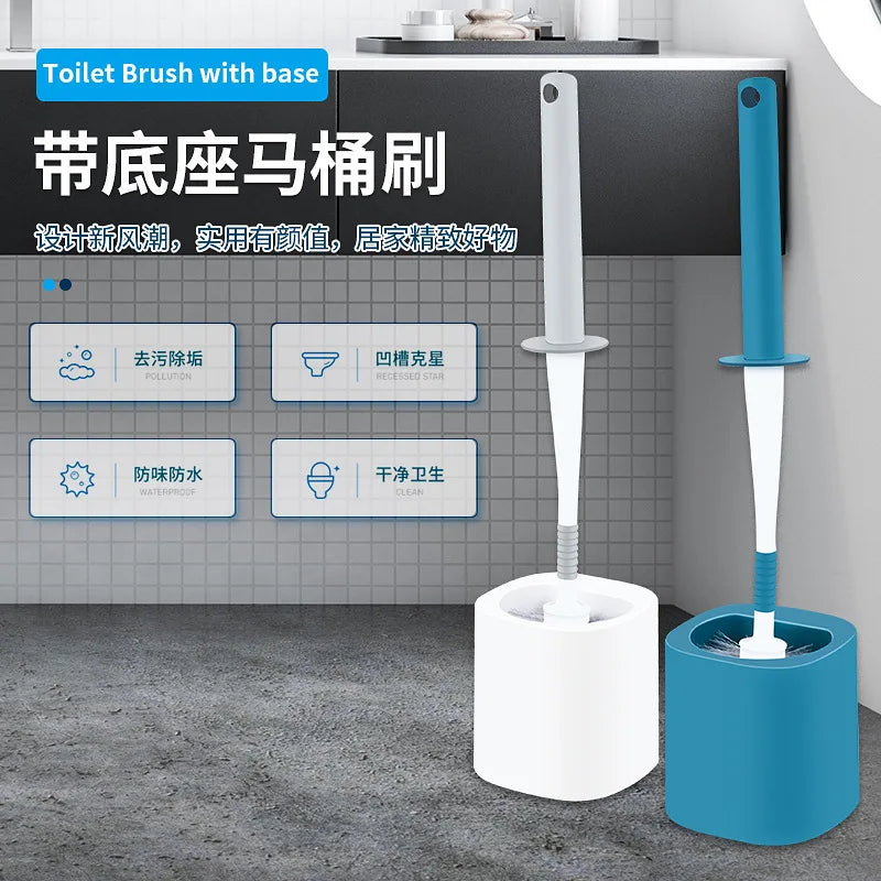 Toilet cleaning brush with flexible support