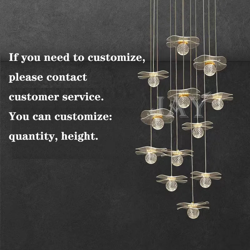 Modern pendant light in the shape of a customizable crystal lotus sheet - Customized / 3 color light