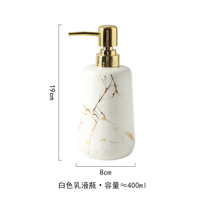 Ceramic accessories for bathroom decoration - White-Lotion bottle
