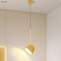 Wooden led pendant light Nordic style angle adjustable minimalist