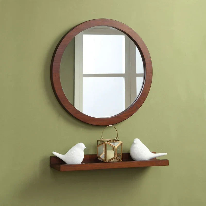 Vintage ash wood wall mirror for bathroom - view 4