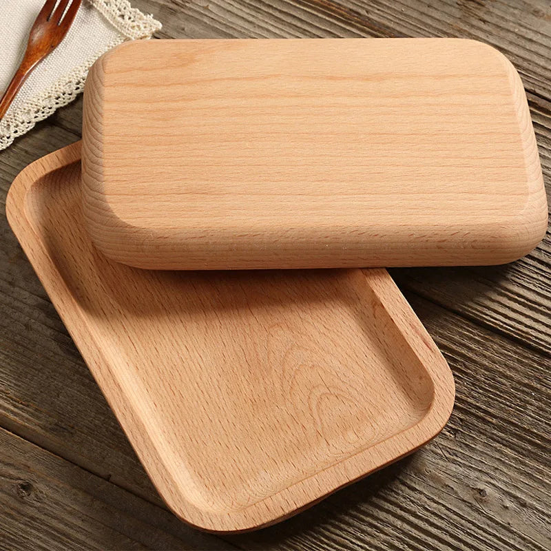 Wood Beech Plate Fruit Plate Oval Pallet trays decorative Candy Rectangular Dessert Dinner Tableware Tray, Kitchen Accessories - view 5