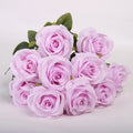 Multicolor Silk and Plastic Rose Bouquet for Weddings - Light Purple Red