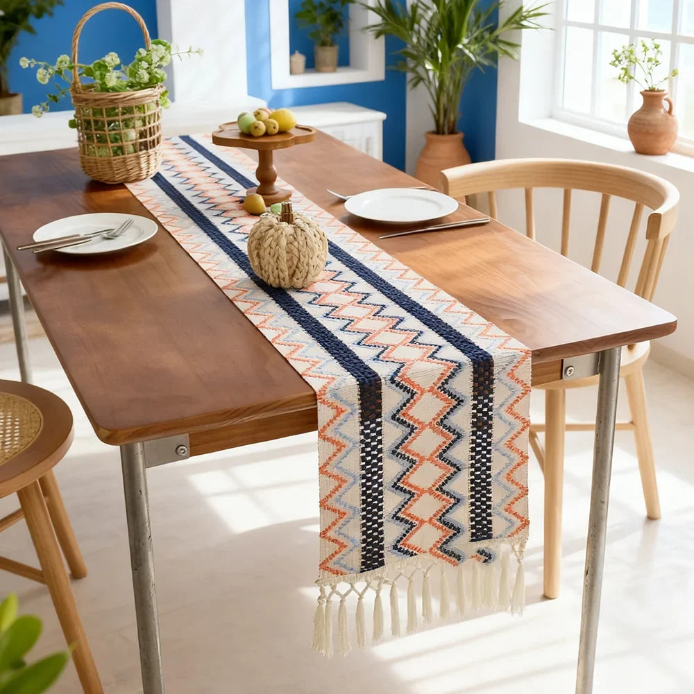 Bohemian table runner Aztec patterns beige pommons - 30x50 placemat