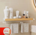 Waterproof beech shelf for kitchen and bathroom storage - White 60cm With Stems