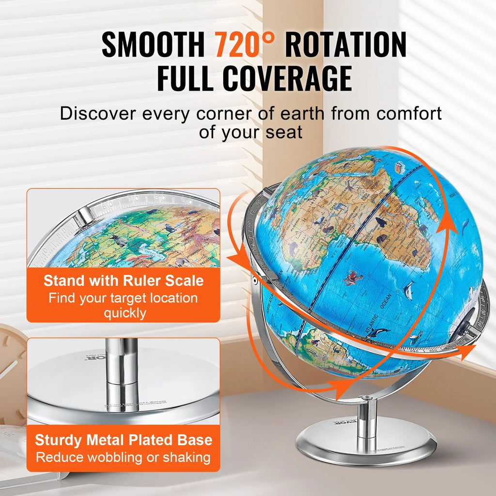 VEVOR Educational Globe 10in/254mm Interactive AR World Globe LED Night Lighting,  AR APP Compatible with Android or iOS Devices - view 6