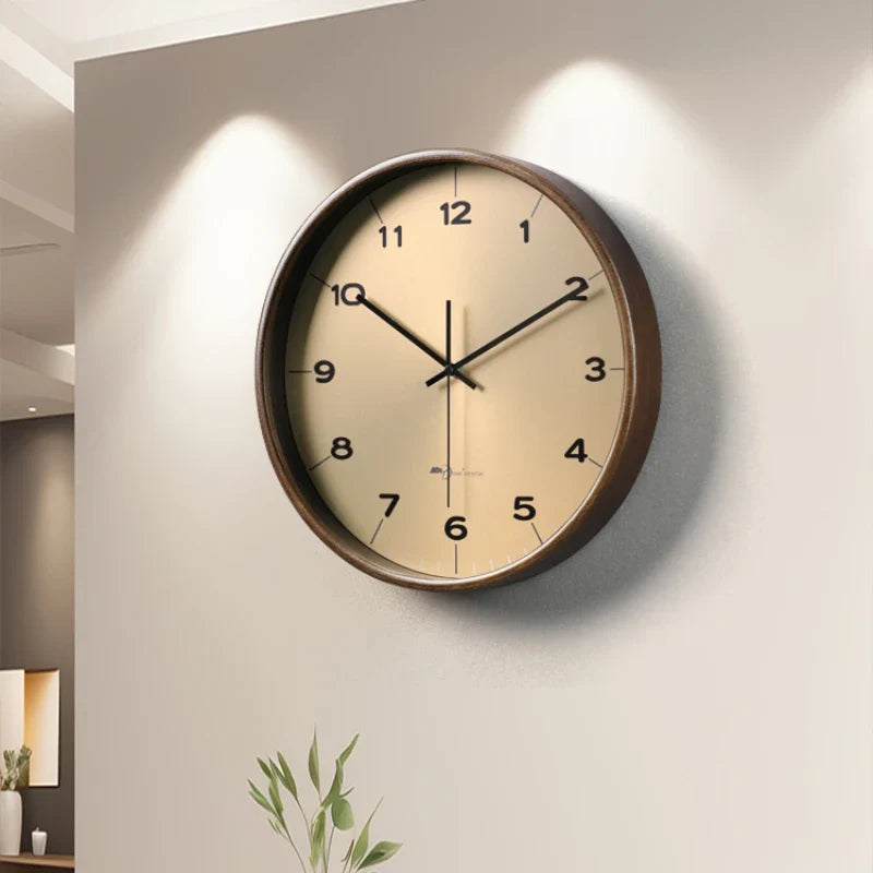 Modern wall clock in solid wood for interior decoration - view 3