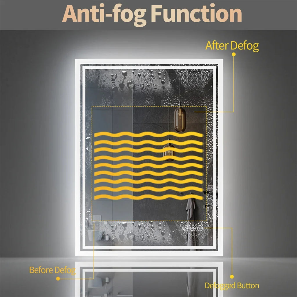 Mirror backlit with variable anti-fog intensity without frame - view 6