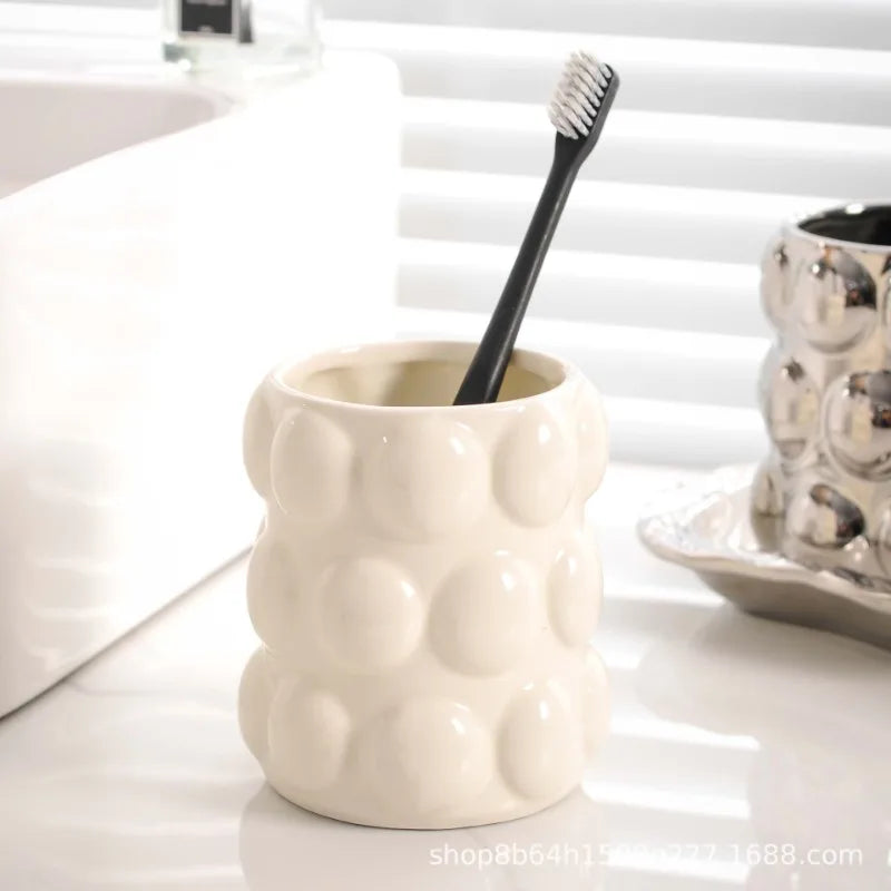 Set of ceramic cups for luxury lovers bathroom accessories - view 4