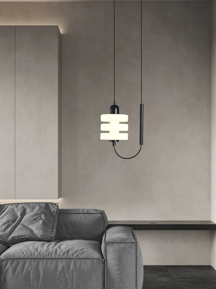 Chandelier in black and white glass elegant modern design