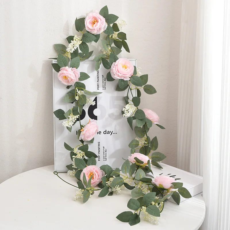 Silk simulation pink false flower artificial decorative vines - view 5