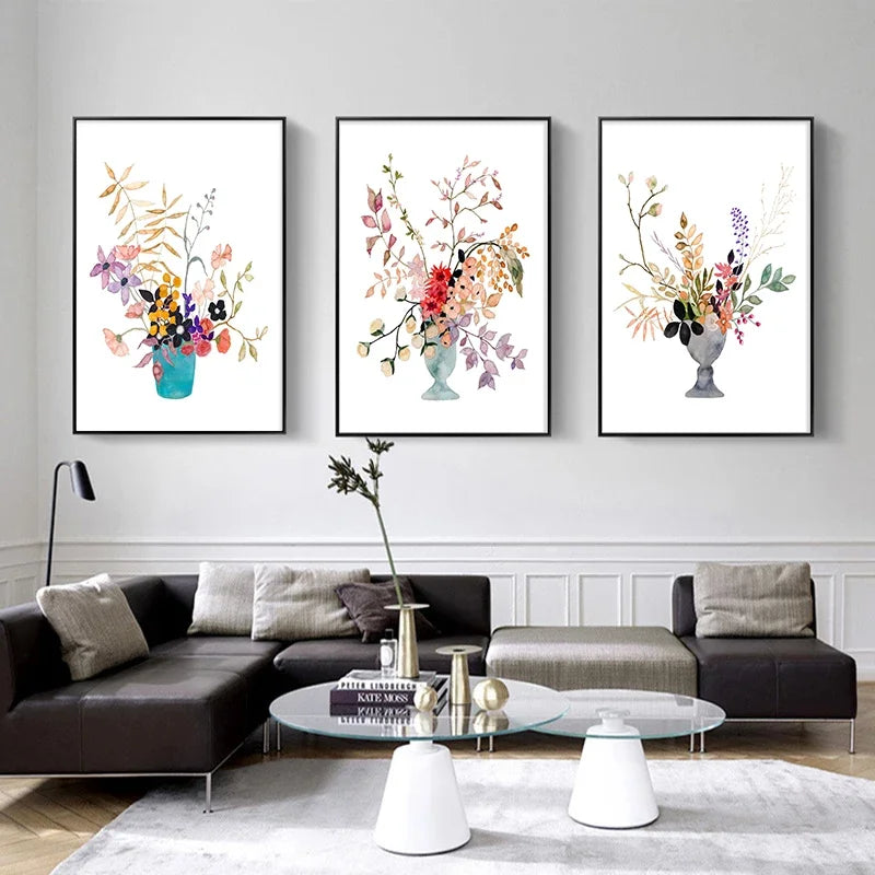 Watercolor flower vase modern wall art decorative print - view 3