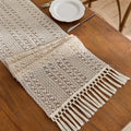 Refined Bohemian Woven Table Runner with Pom-Poms - 30x50cm