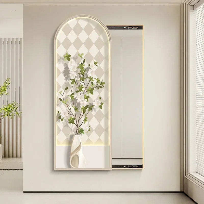 Decorative Nordic square mirror with aesthetic floral frame - view 4