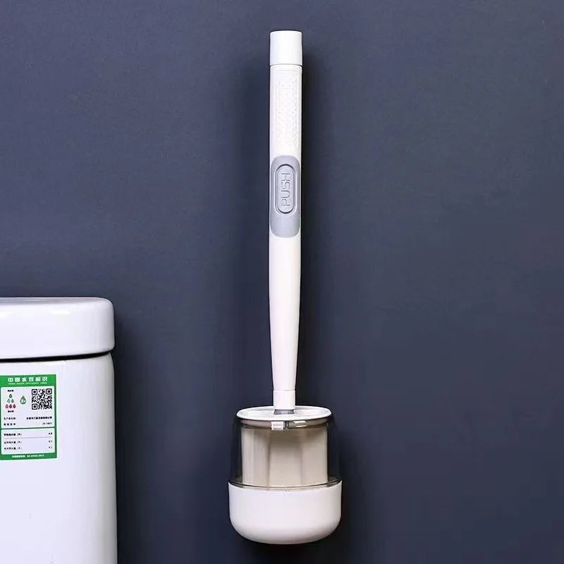 Long handle toilet brush with support for efficient cleaning - White