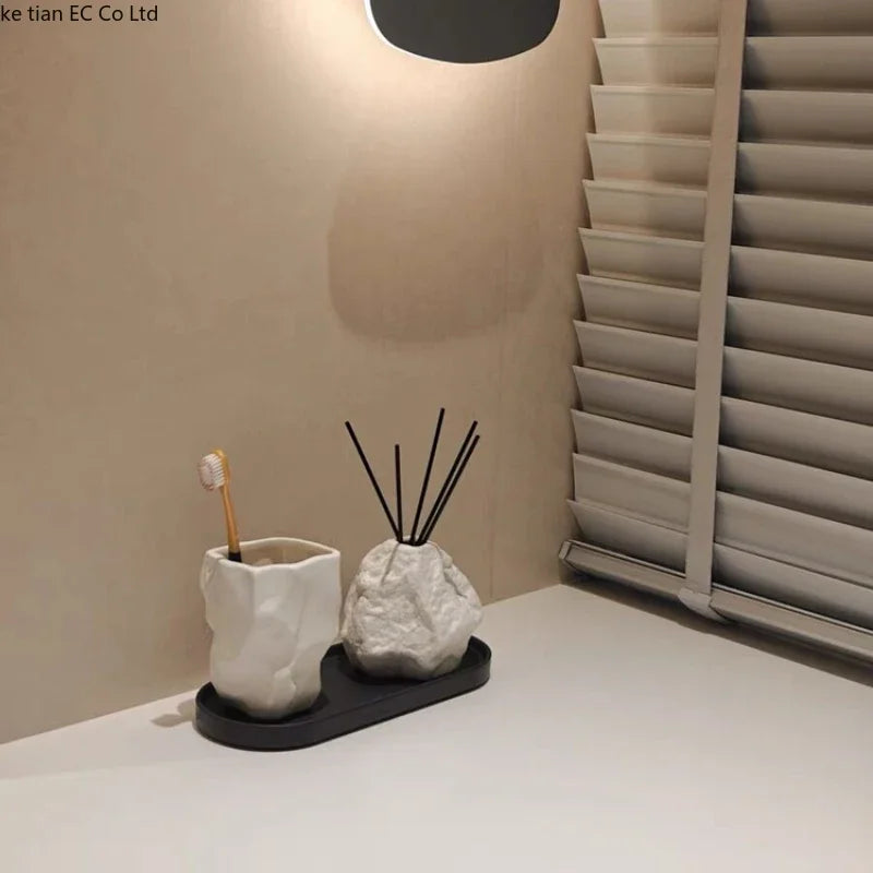 Portable rock shaped mouth bath cup for bathroom - view 2