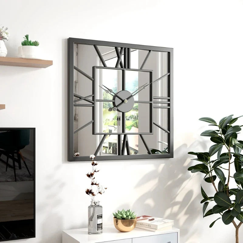 Luxury wall clock in iron with decorative mirror - view 2