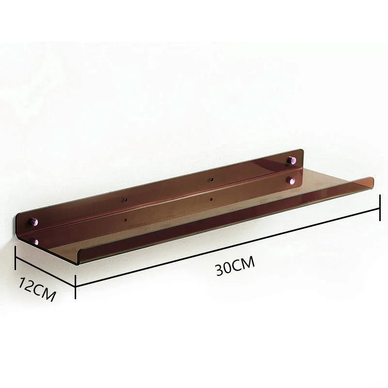Transparent acrylic floating wall shelf for organized storage - Brown 30x12cm