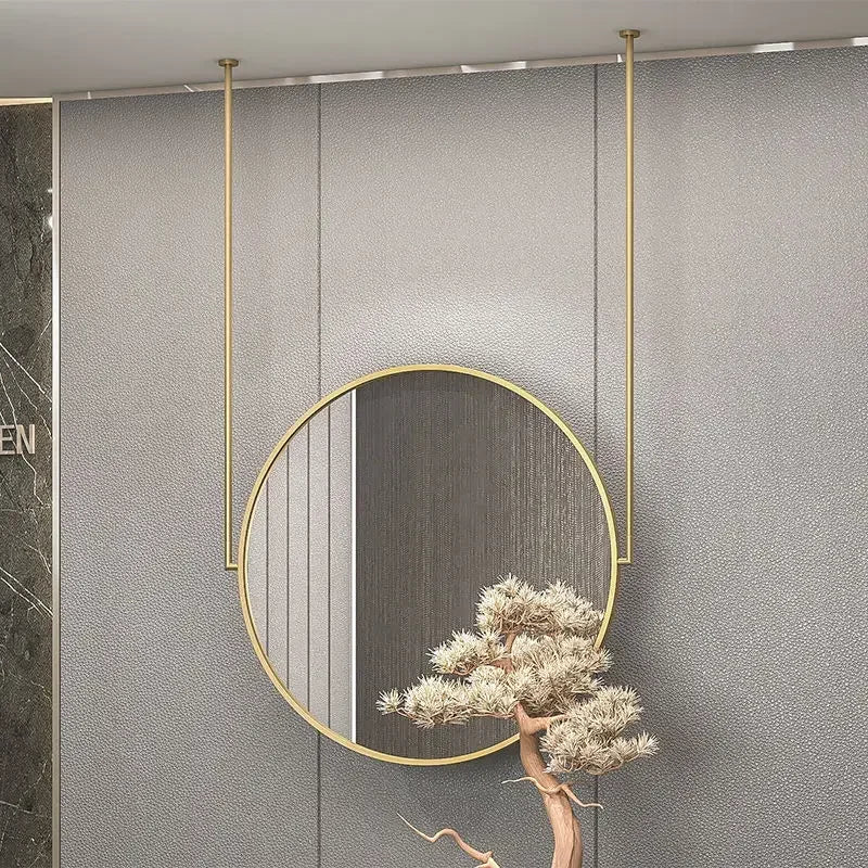 Round wall mirror in gold metal decorative elegant accessory - view 3
