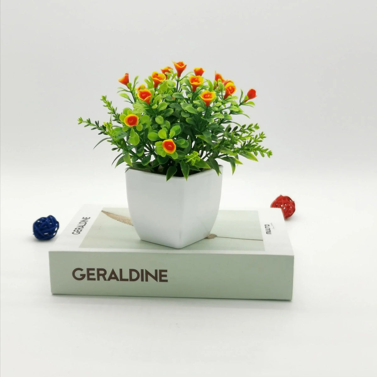 Small rose in pot bonsai decoration artificial plants for indoors - Orange