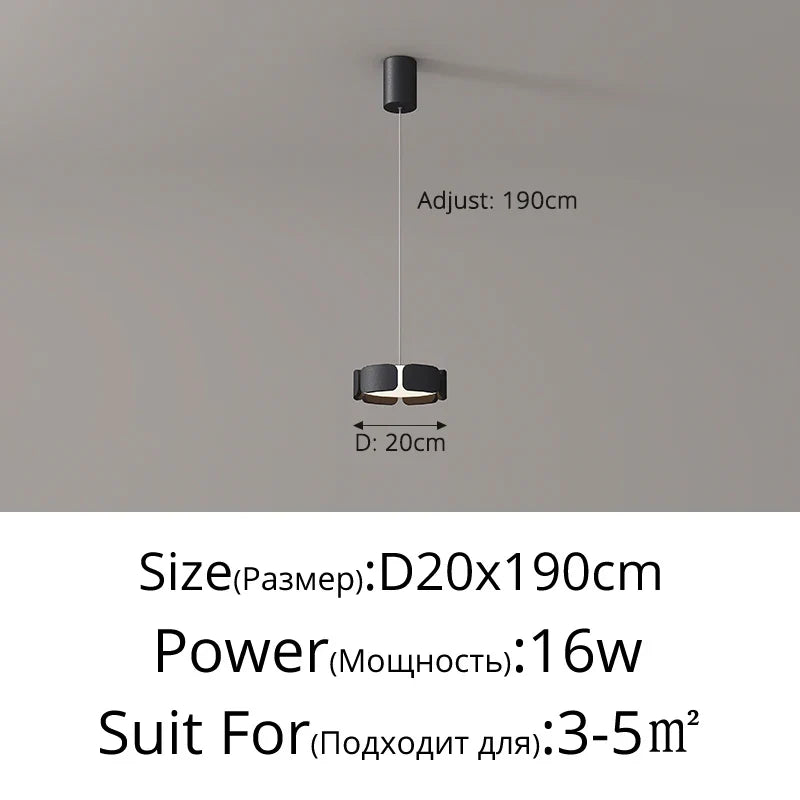 LED pendant light upliftable style minimalist Italian for modern decoration - Black-Lift-1 Head / 3 Colors No Remote